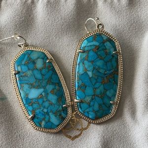 EUC Kendra Scott Bronze-Veined Turquoise Danielle Earrings